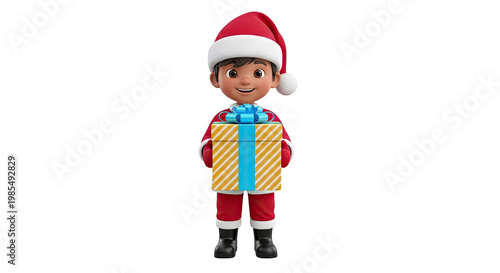 Christmas Elf Holding a Gift