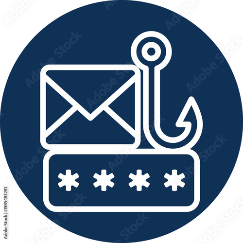 Icon of a fishing hook snagging an email and password