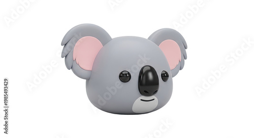 Cute 3D Koala Character Head