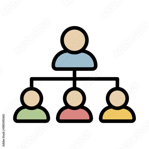 Organizational chart with one leader and three subordinates