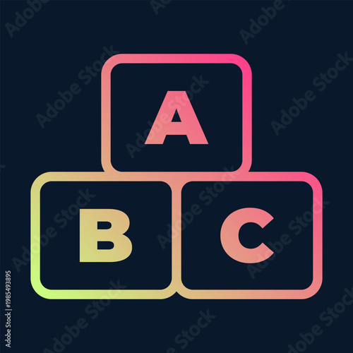 Alphabet blocks forming ABC on a dark blue background