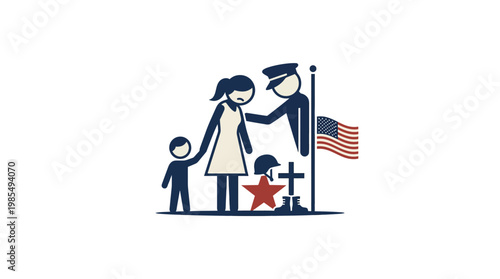 Memorial Day Tribute Family Soldier and American Flag