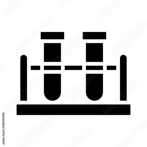 Black icon of two test tubes in a rack