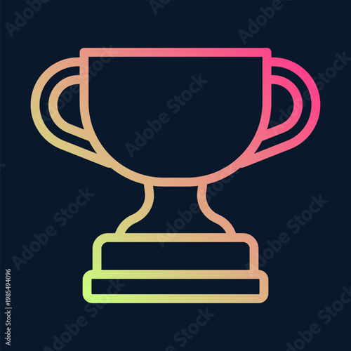 A trophy icon with a pink and yellow gradient on a dark background