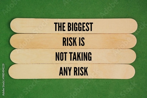 Words or quotes of inspiration and motivation to succeed The biggest risk is not taking any risk. rapidly changing world, playing it safe guarantees failure. Avoiding risk leads to stagnation
