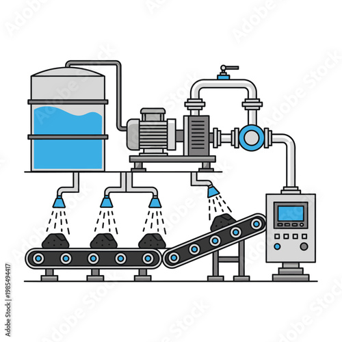 Industrial Water Pump System For Coal Processing On Conveyor Belt