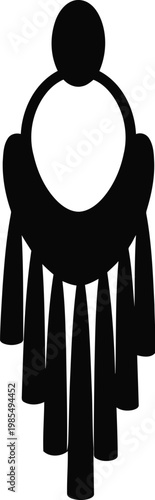 Black silhouette of a tassel earring on a white background