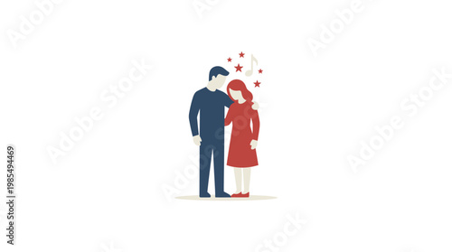 Couple in Love with Stars and Music Notes