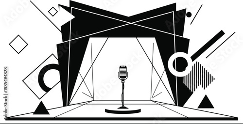 Abstract stage design with microphone a modern artistic representation of performance and sound technology