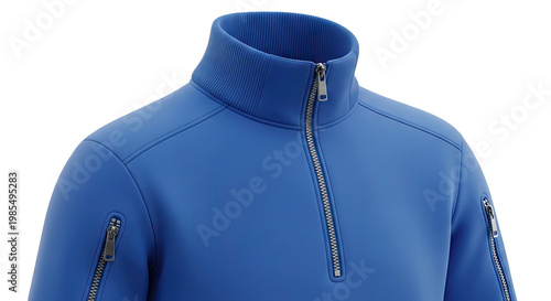 Blue Bomber Jacket with Zipper Details