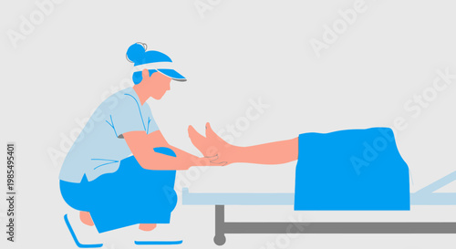 Physical therapist, rehabilitation, leg exercise, physiotherapy, medical vector illustration, healthcare, treatment, physical therapy, exercise