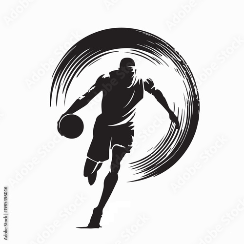 Basketball Athlete Action Pose Logo Vector Illustration On White Background