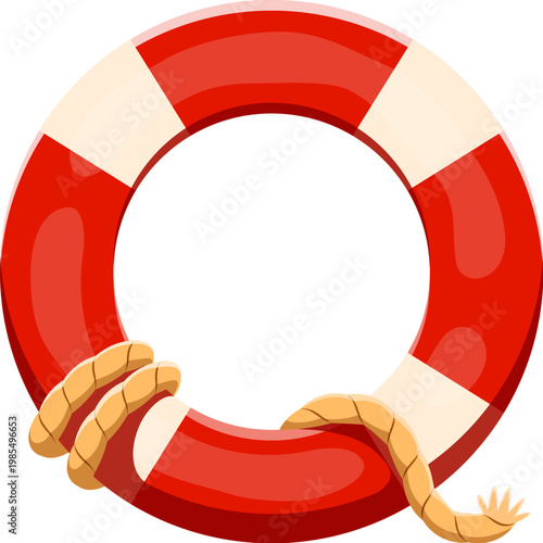 Pirate font cartoon lifebuoy and rope letter Q. Pirate marine sailing typeface letter, piracy nautical font vector element. Maritime typeset symbol or sign with swimming save lifebuoy