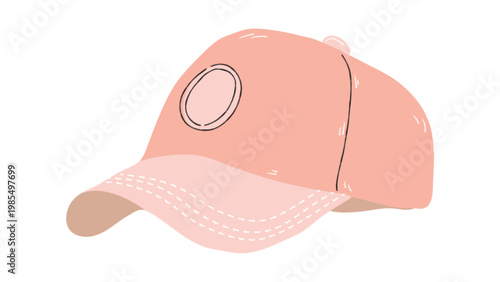 Pink Baseball Cap Icon Hand Drawn Style