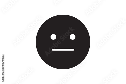 Expressionless Emoji Face Silhouette Icon, Blank Mood Vector