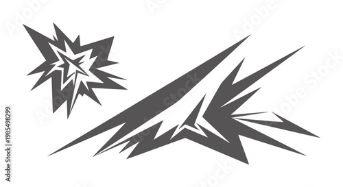 Dark Grey Jagged Explosions White burst abstract sharp