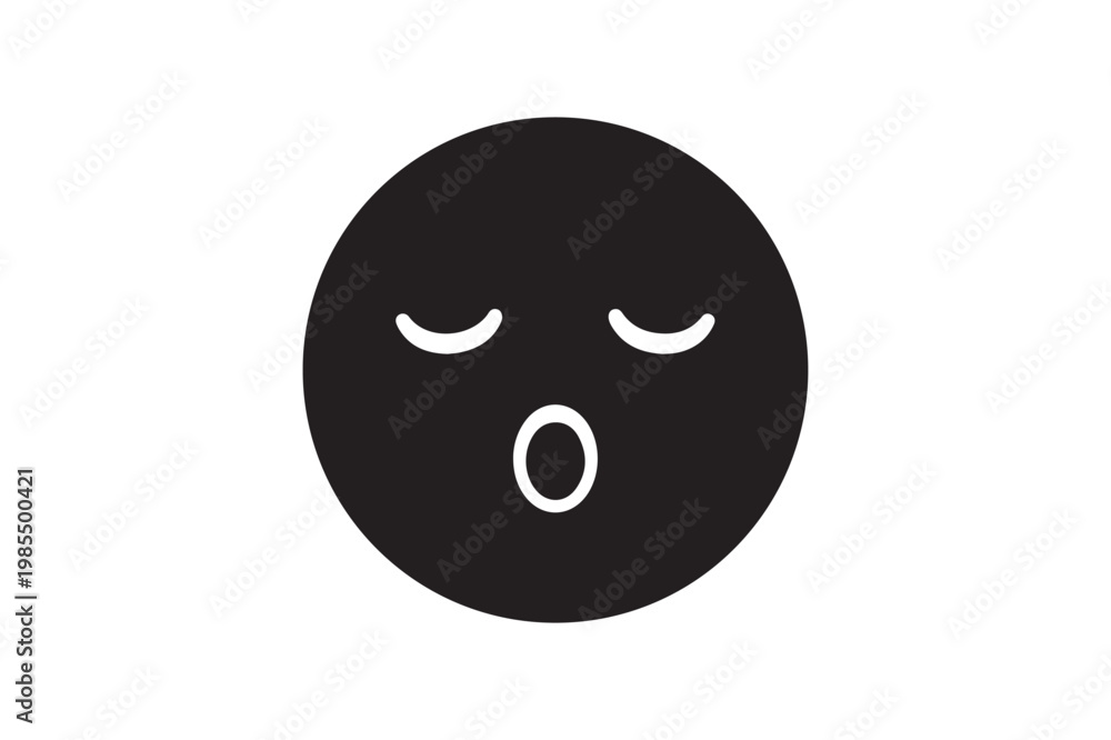 Obraz premium Sleepy Emoji Face Silhouette Icon, Tired Mood Vector
