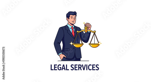 Lawyer holding scales of justice representing legal services.