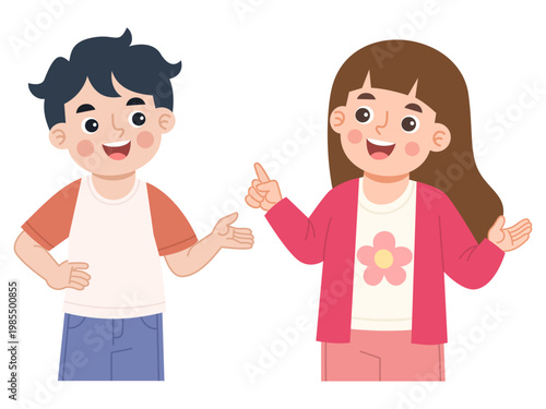 Illustration of Children Talking and Gesturing