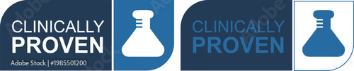 Dark Blue Clinically Proven Laboratory Badge Label Icon Set for Packaging Marketing and Product Claims