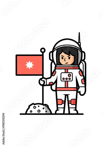 Astronaut in Space Suit Standing.