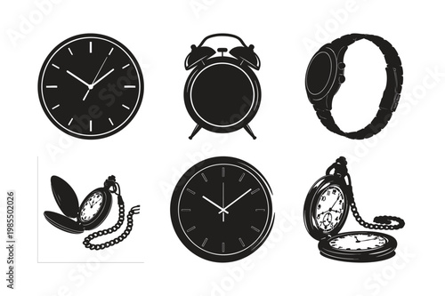 Silhouette clock set bundle bundle illustration.