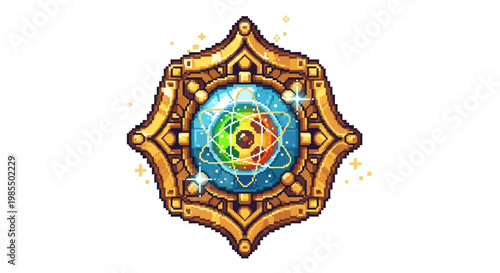 Magical Orb Emblem with Golden Ornate Frame.