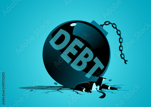 Debt Crushing Businessman Financial Burden Bankruptcy Stress Concept Illustration