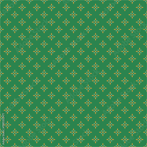 Seamless green floral pattern with small yellow flowers