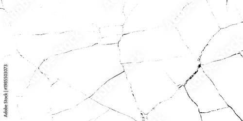 Cracked white surface with broken lines and fractures, Damaged grunge texture background
