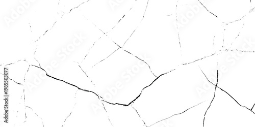 Black cracked texture on white background, Grunge effect, Damaged surface vector illustration