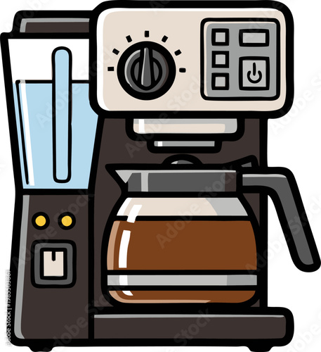 Coffee Maker Machine Brewing Fresh Morning Beverage Digital Illustration Graphic