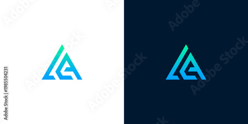 Sleek and modern abstract geometric initial logo concept design featuring a vibrant blue-green gradient, perfect for professional tech, startup, or corporate brand identity