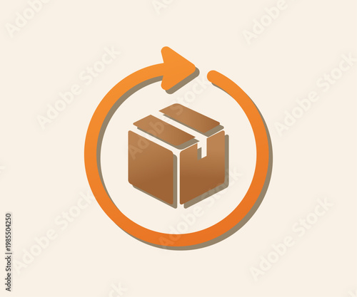 Product Return Refund Arrow Icon Flat Design Orange Vector for Ecommerce Policy