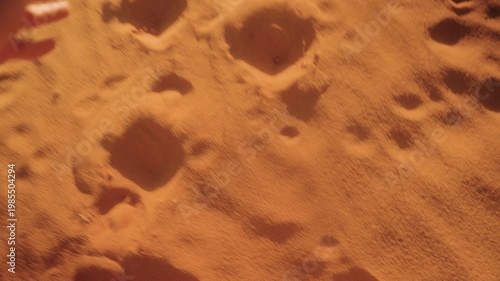 Trip to Saudi Arabia, sand in the Arabic desert, POV shot made with dune.