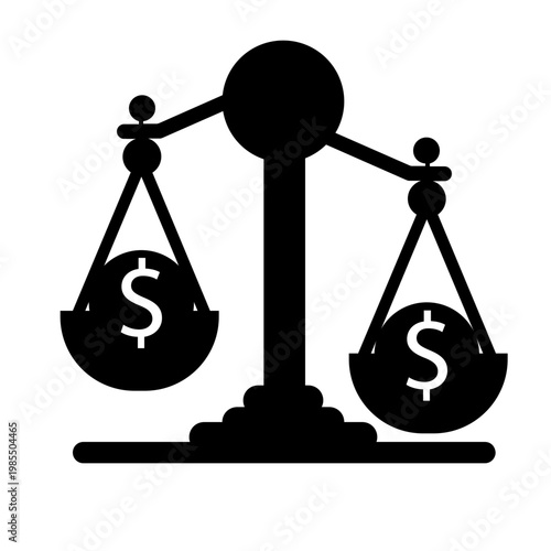 Weighing scales balance two dollars