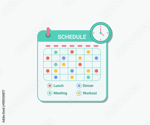 Calendar Schedule Planner Illustration Event Dots Mobile App UI
