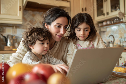 mother and daughter with laptop