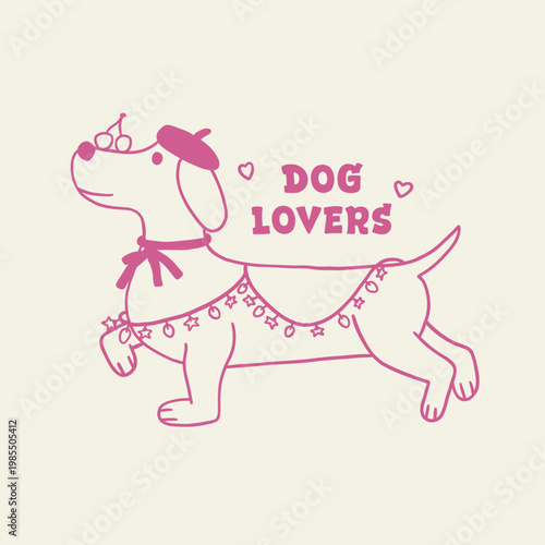 love dachshund dog cartoon illustration