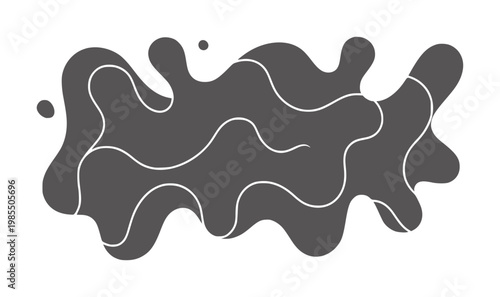 Dark gray amorphous blob with white wavy lines white abstract