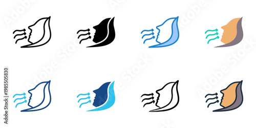 Deep breathing icons set multiple style collection. Editable stroke 
