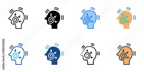 Breath retention icons set multiple style collection. Editable stroke 
