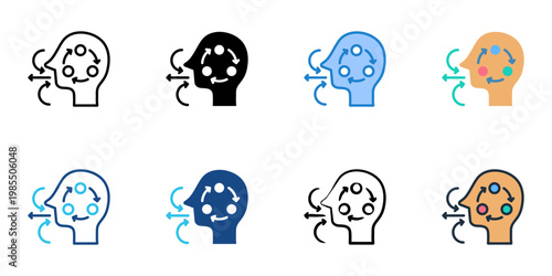 Rhythmic breathing icons set multiple style collection. Editable stroke 
