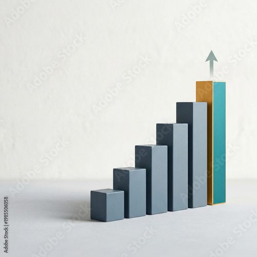 Quarterly Sales Growth Step Blocks Business Presentation Concept
