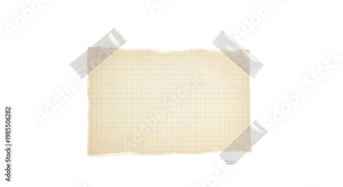 Torn Graph Paper Held by Tape