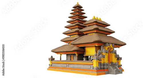 Traditional Balinese Temple with Tiered Roofs