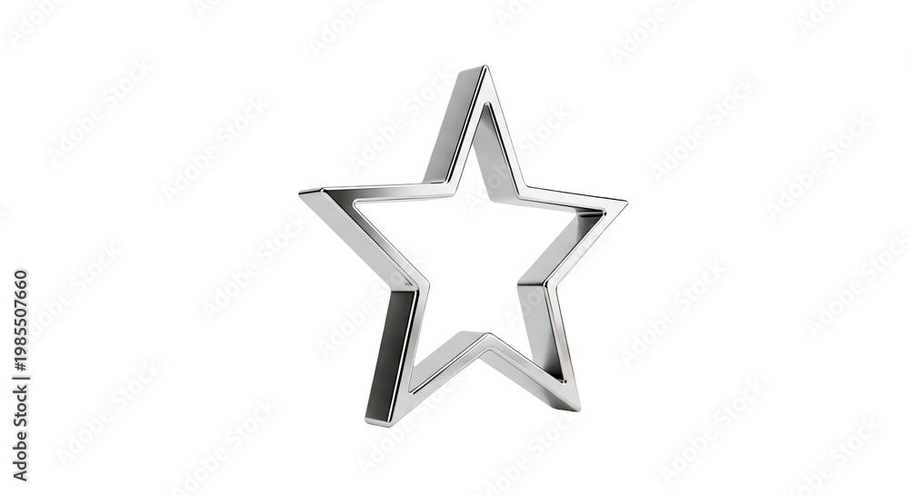 Fototapeta premium Shiny Silver Star Outline on White Background