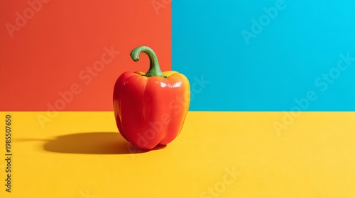 Wallpaper Mural Single pepper on solid background, minimal composition, color contrast concept  Torontodigital.ca