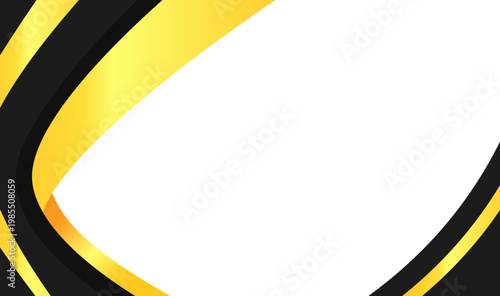 Black gold curves in an abstract design shine brilliantly on a clean white background. Perfect for luxury branding or elegant backgrounds.