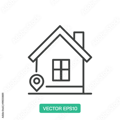 House Location icon. Thin line icon vector